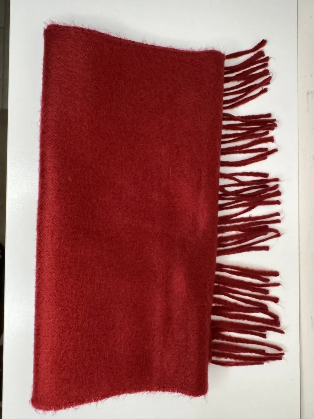 Christian Dior Red Fringed Acrylic Scarf Vintage Logo Made in Japan